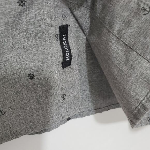 Molokai | Nautical Microprint All-Over Pattern Button Down Short Sleeve Shirt - Picture 7 of 8